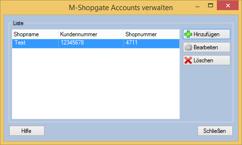 M-Shopgate Account Verwaltung