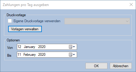 Dialog Zahlungen pro Tag
