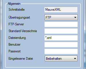 MauveXML Bestellimport Einstellungen: FTP