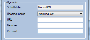 MauveXML Bestellimport Einstellungen: Web Request